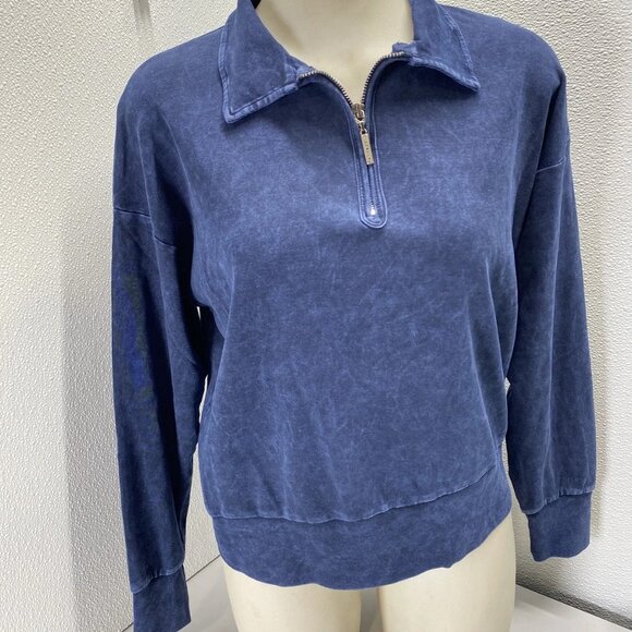 Hard Tail Forever Mineral Wash Half-Zip Shirt • Size L • Blue • Collar Pullover - Picture 9 of 10